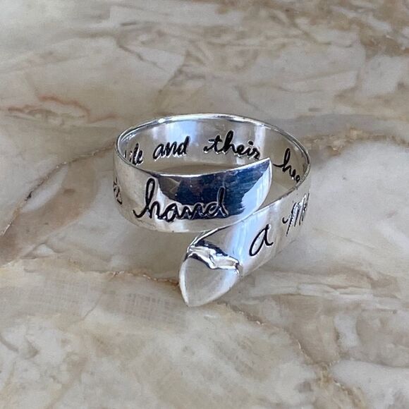 925 Sterling Silver Mother & Child Inspirational Quote Ring - Picture 6 of 6
